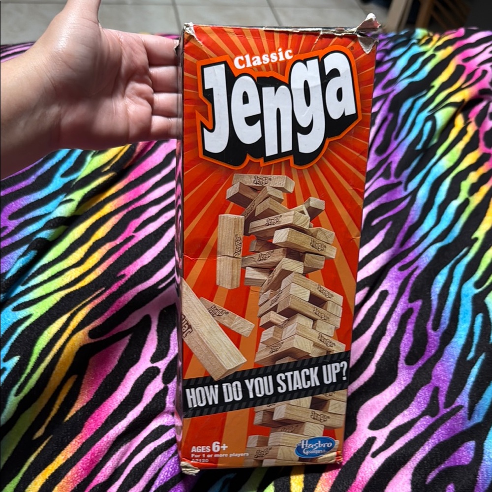 Hasbro Classic Jenga with Bold Red and Orange Box